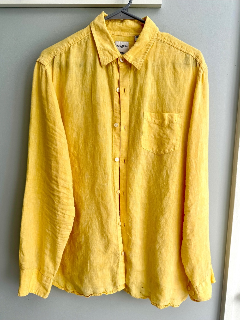 Murano Yellow 100% Linen Shirt Baird McNutt Large